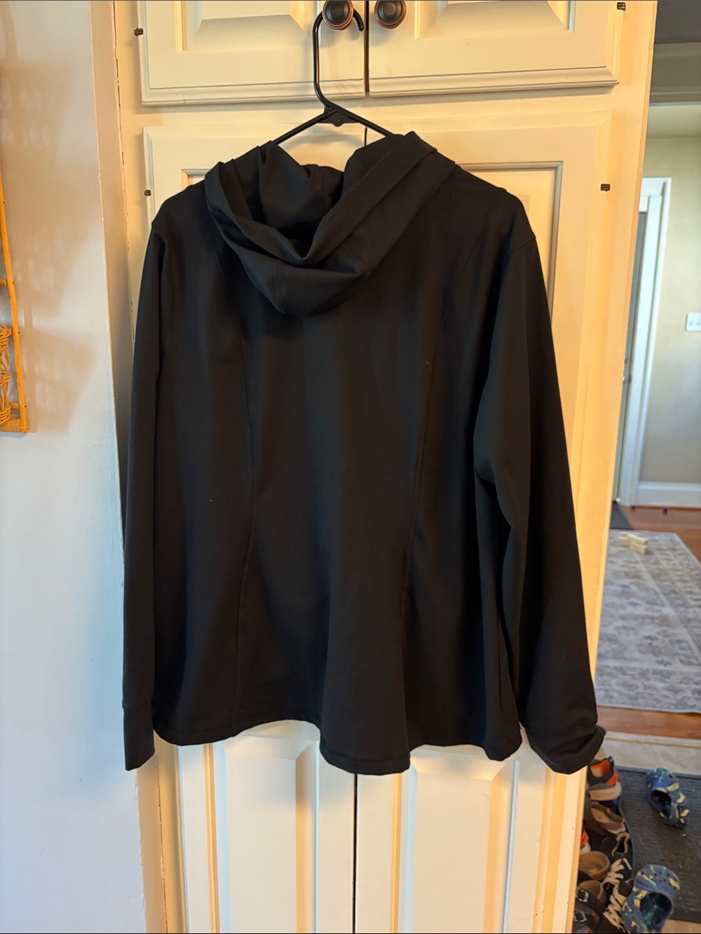 Black Hooded Zip-Front Womens Athletic Jacket - Picture 5 of 5